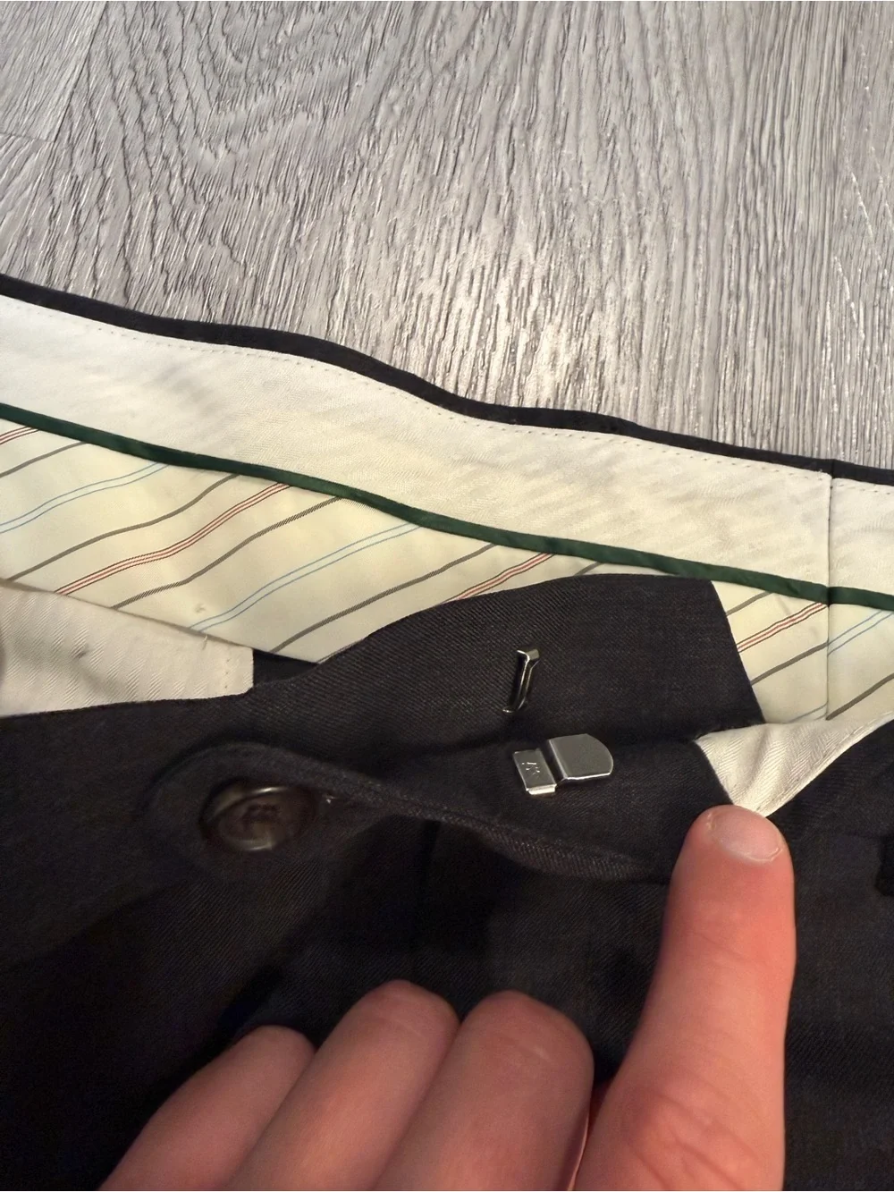 Ralph Lauren Suit Jacket 50R CharGray Wool Vtg 90s 2 Pc Green Label 45x26 Cuffed